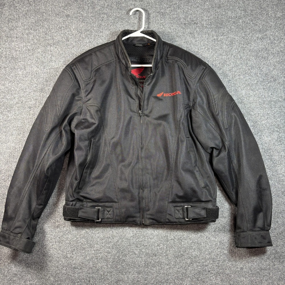 Vtg Honda Motorcycle Jacket Mens Large Black Rider Collection Mesh Racing Padded